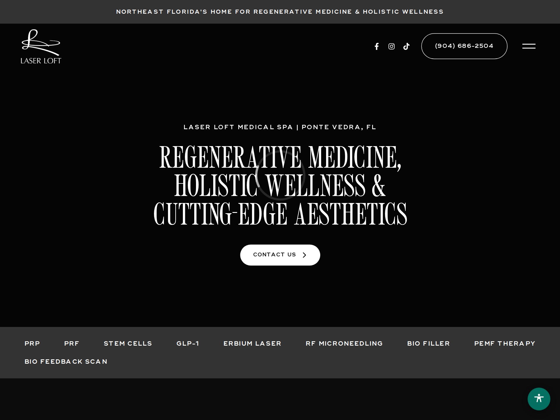 Screenshot of the live Laser Loft website